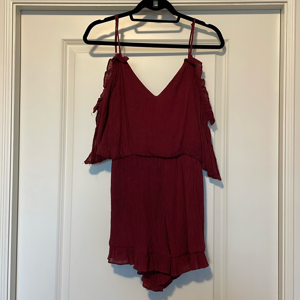 Maroon Ruffle Romper